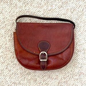 Brown leather crossbody purse bag. Made in Italy!